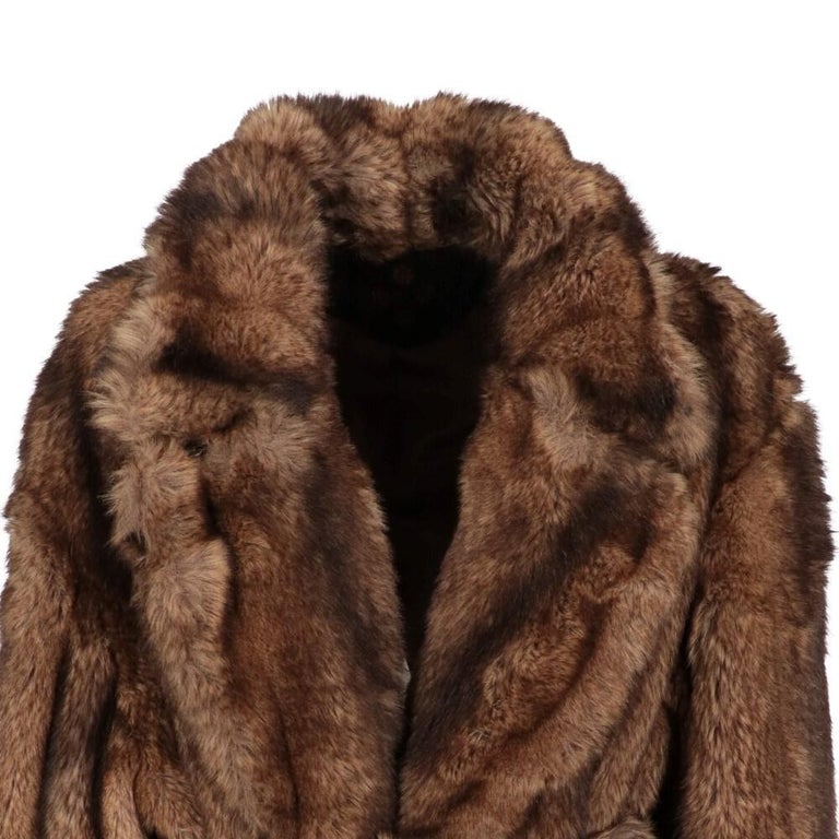 Women's 90s Filippo Alpi Vintage shaded brown faux fur coat For Sale