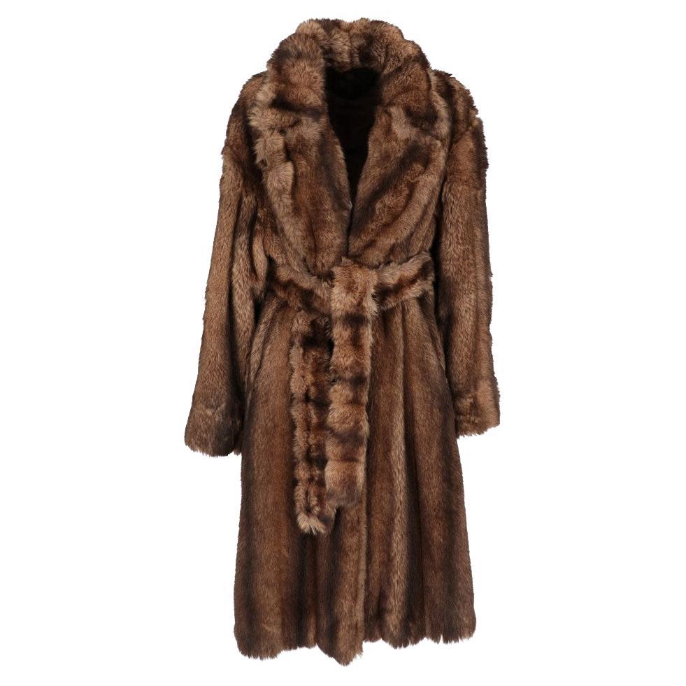 90s Filippo Alpi Vintage shaded brown faux fur coat