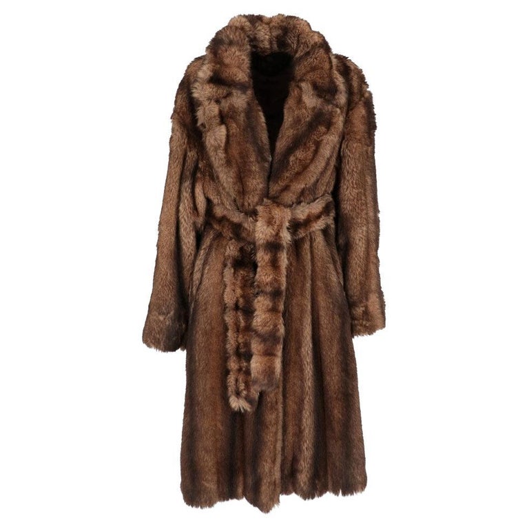 90s Filippo Alpi Vintage shaded brown faux fur coat For Sale