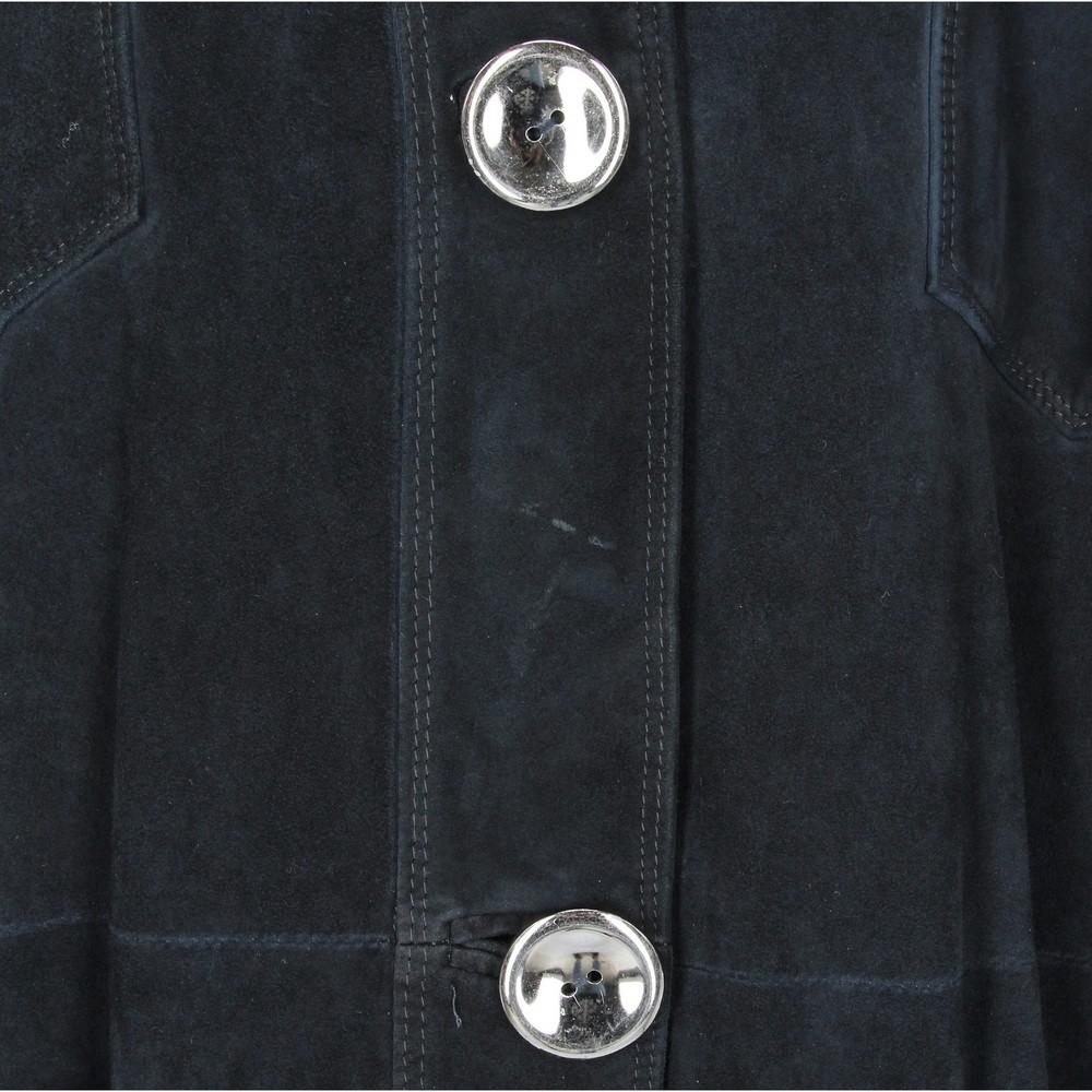 Black 90s Gai Mattiolo dark blue suede jacket For Sale