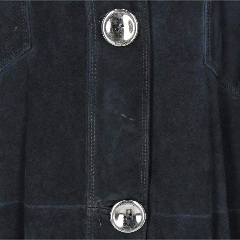 90s Gai Mattiolo dark blue suede jacket For Sale at 1stDibs