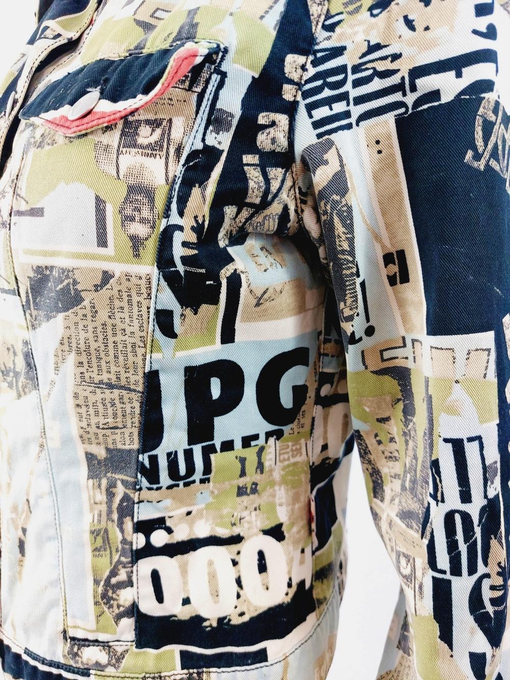 Veste en jean Gaultier Jeans Anarchy Punk Rock Fight Racism Tattoo Club des années 90 en vente 5