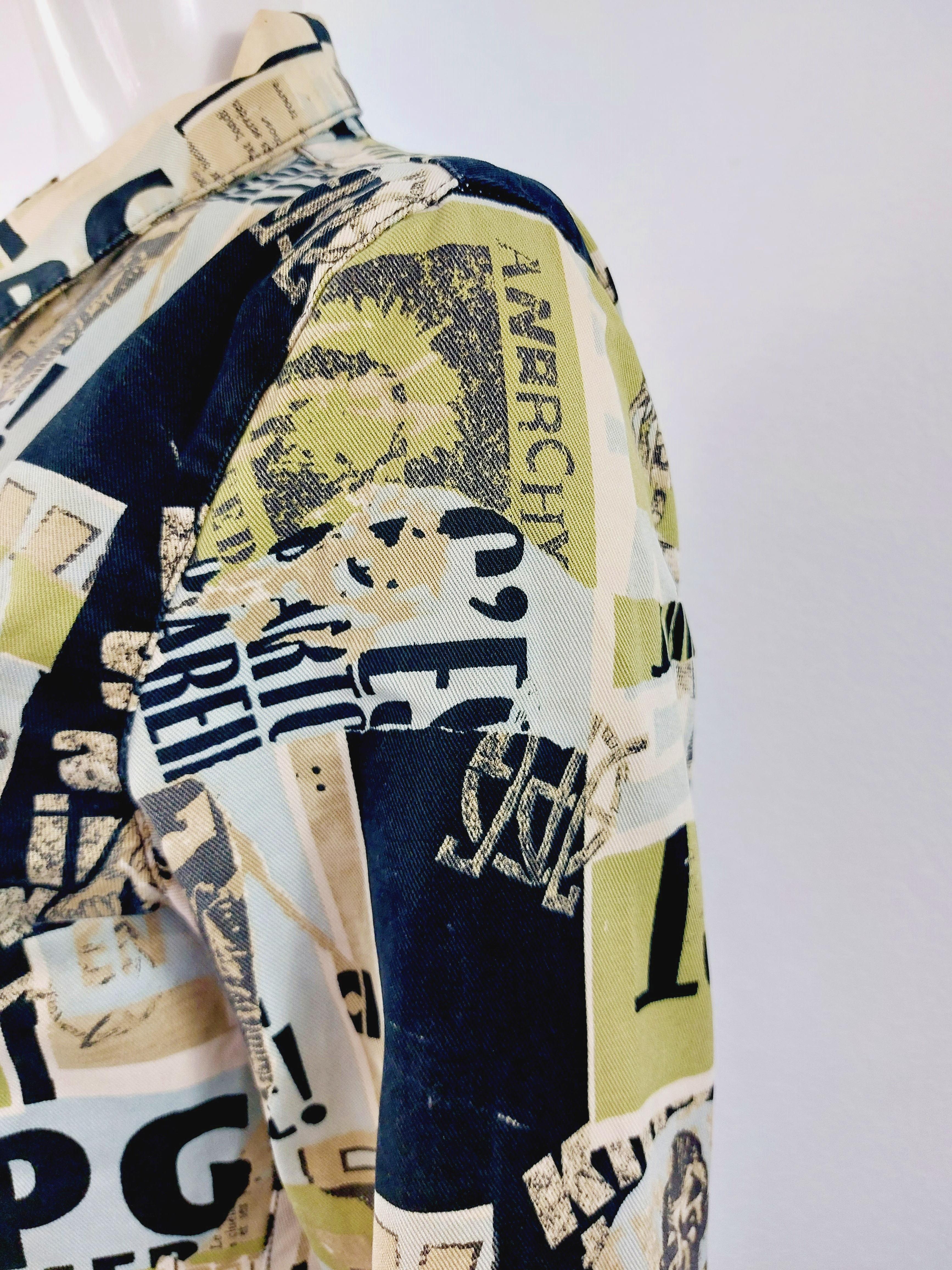 Veste en jean Gaultier Jeans Anarchy Punk Rock Fight Racism Tattoo Club des années 90 en vente 6
