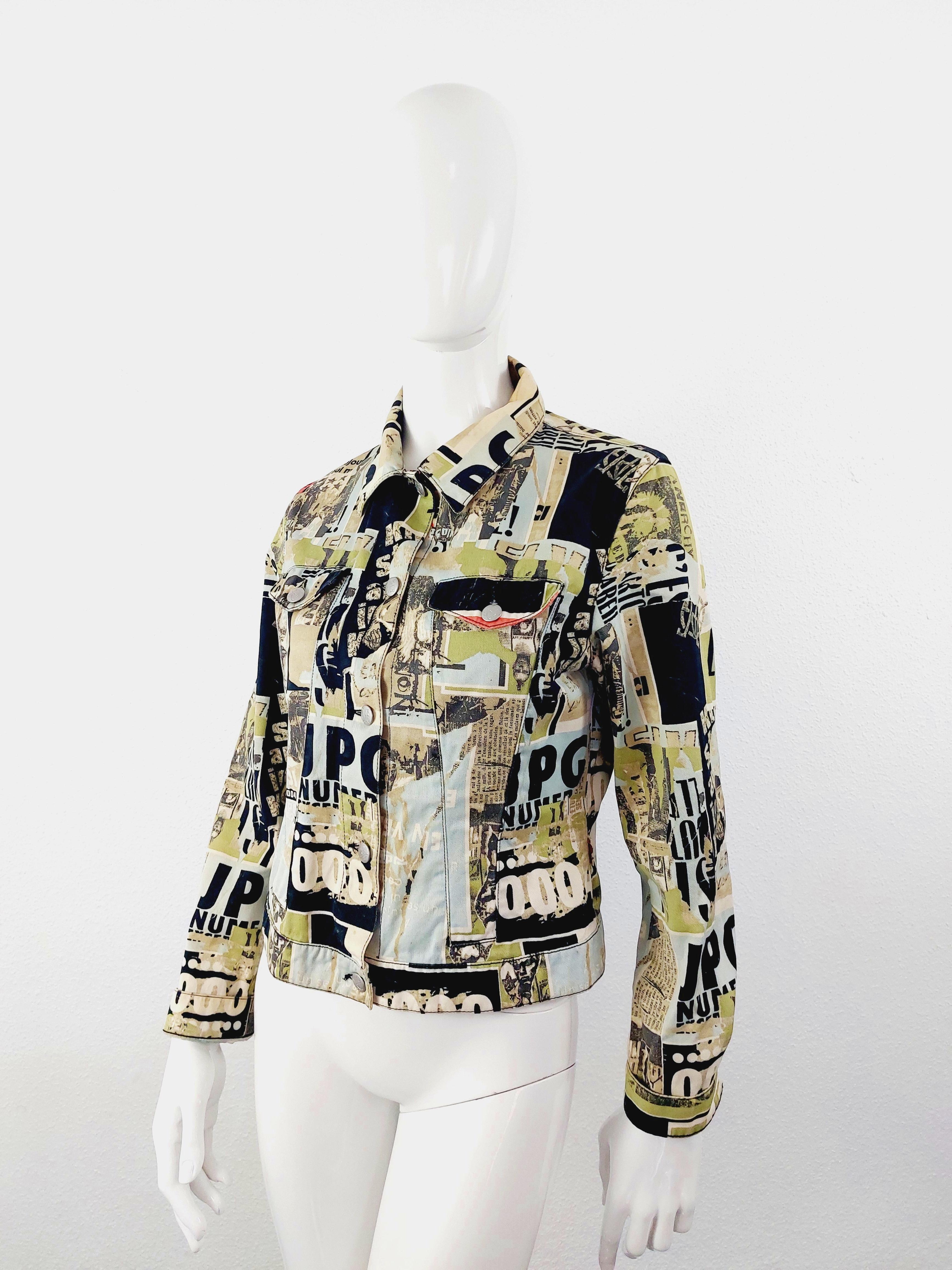 Veste en jean Gaultier Jeans Anarchy Punk Rock Fight Racism Tattoo Club des années 90 en vente 3