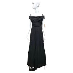 90s Gianfranco Ferre Black Pleated Gown
