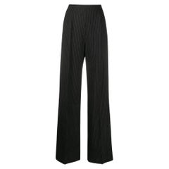 Vintage 90s Gianfranco Ferré black wool blend trousers with white pinstripe pattern