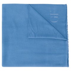 90s Gianfranco Ferré blue viscose scarf with printed logo