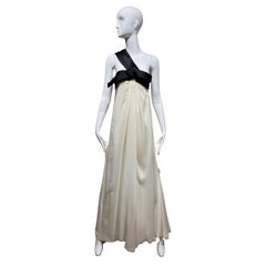 Used 90s Gianfranco Ferre Cream  and Black Silk Evening Gown