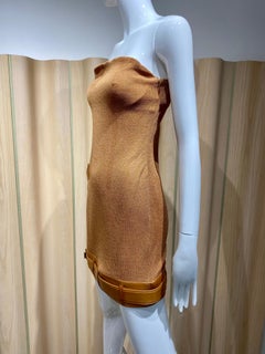 90s Gianfranco Ferre Light Brown Strapless Mini cocktail Dress