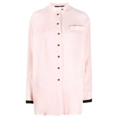 90s Gianfranco Ferrè pink viscose shirt with mandarin collar