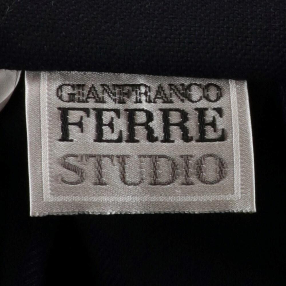 90s Gianfranco Ferré Studio Vintage blue wool crepe straight trousers 1