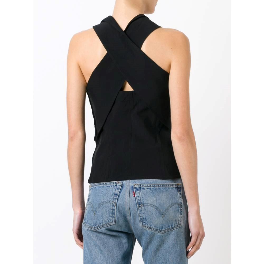 Women's 90s Gianfranco Ferré Vintage black cotton blend sleeveless top