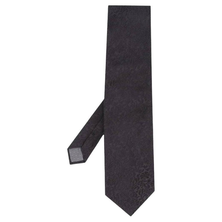 90s Gianfranco Ferré Vintage black floral silk tie For Sale at 1stDibs