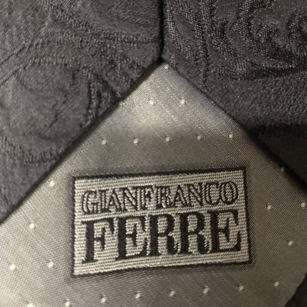 Men's 90s Gianfranco Ferré Vintage black silk and wool tie For Sale