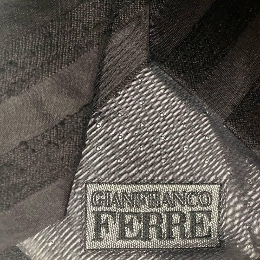 Men's 90s Gianfranco Ferré Vintage black striped silk tie For Sale
