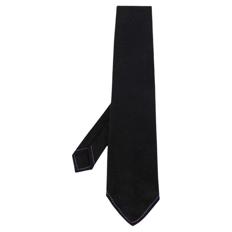 90s Gianfranco Ferré Vintage black wool tie with contrasting details ...