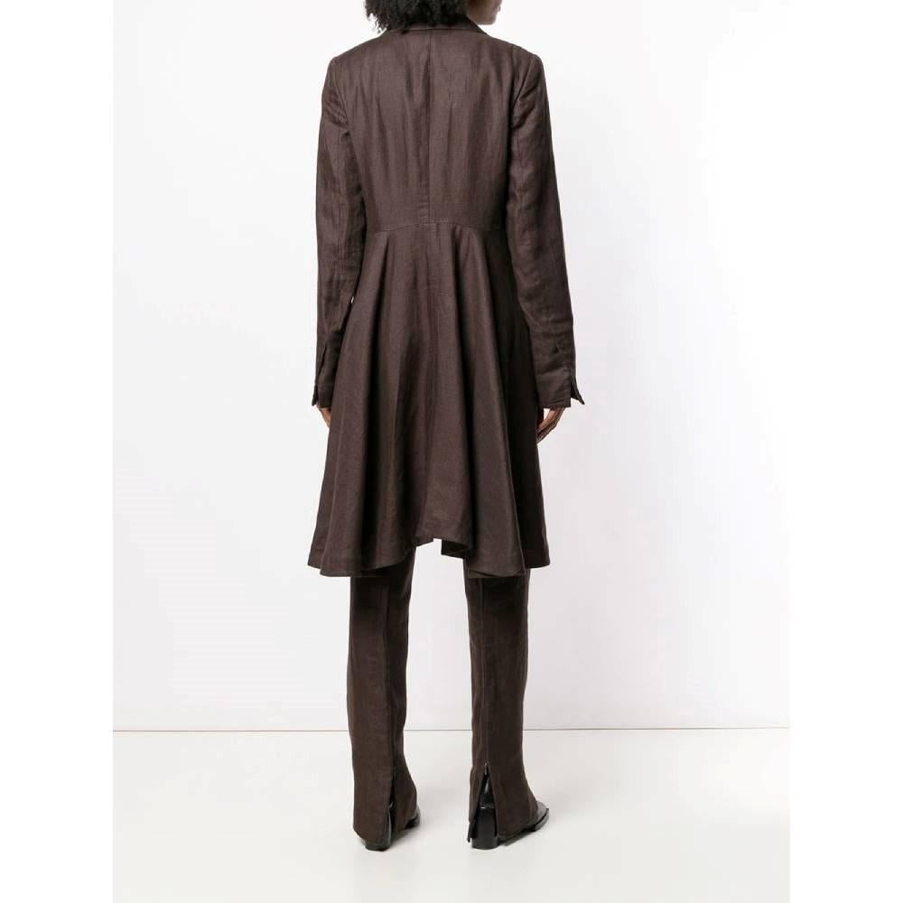 Women's 90s Gianfranco Ferré Vintage brown linen jacket and trousers suit For Sale