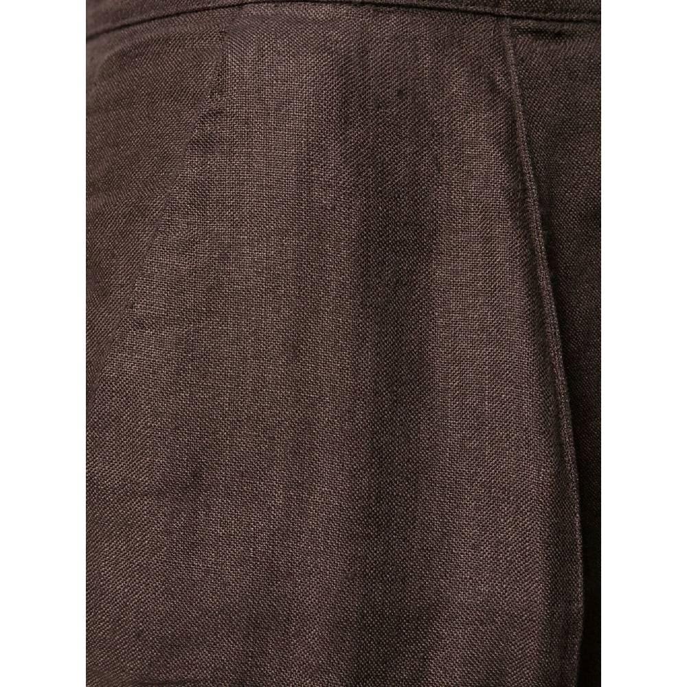 90s Gianfranco Ferré Vintage brown linen jacket and trousers suit For Sale 2