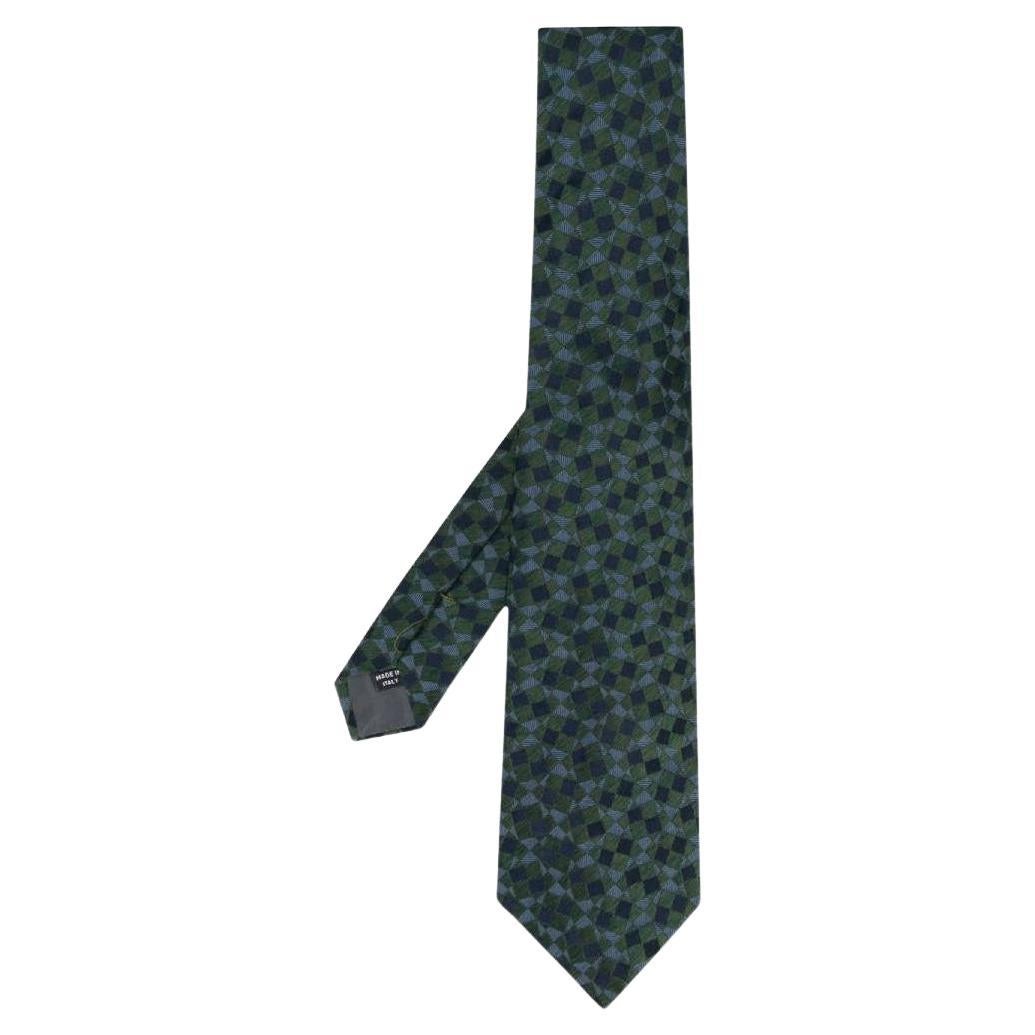 90s Gianfranco Ferrè Vintage green and blue silk tie For Sale