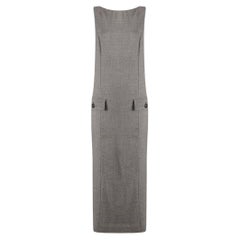90s Gianfranco Ferré Vintage grey and white wool sleeveless long dress