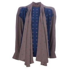 90s Gianfranco Ferré Vintage patterned brown and blue silk blouse