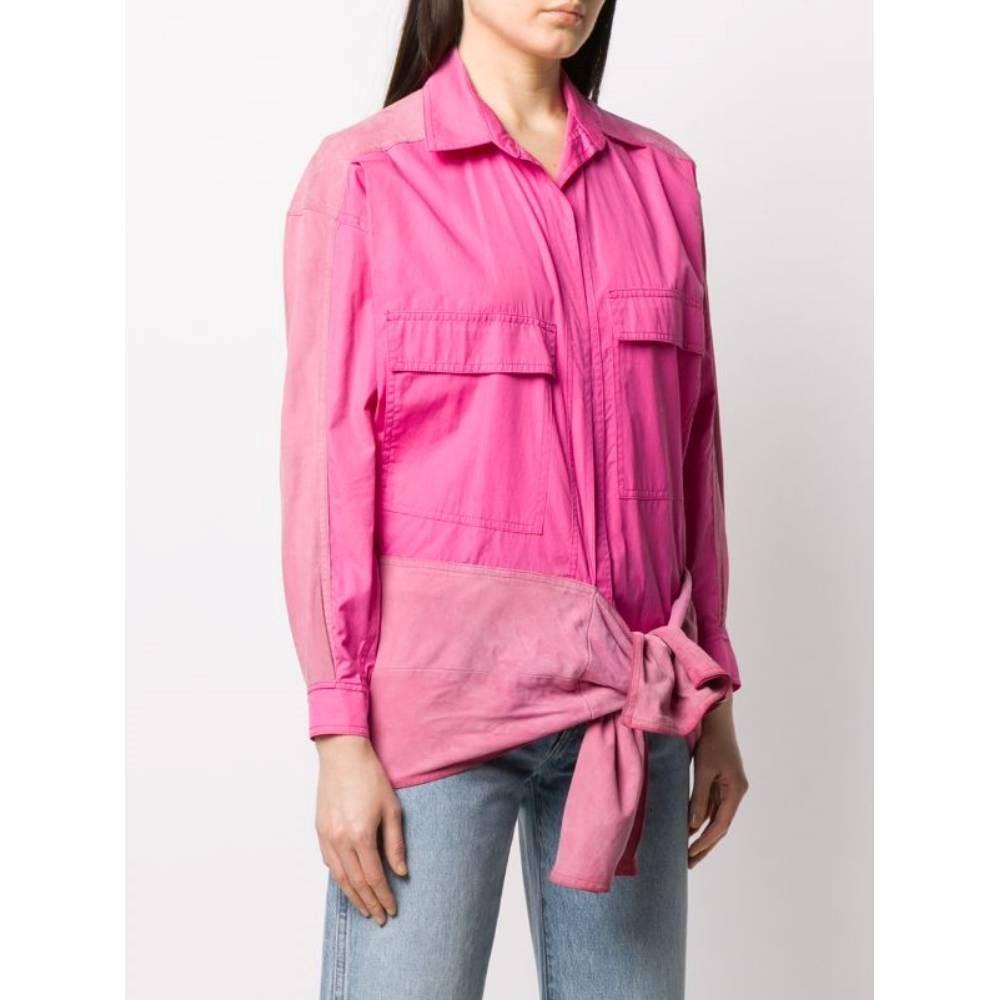 90s Gianfranco Ferré Vintage pink cotton shirt with suede details 1