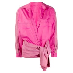 90s Gianfranco Ferré Vintage pink cotton shirt with suede details