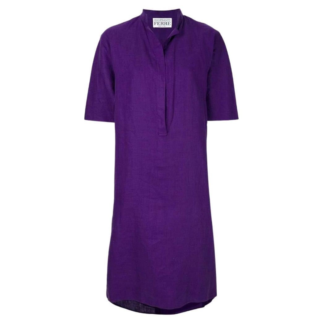90s Gianfranco Ferré Vintage purple linen oversize dress For Sale