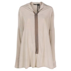 90s Gianfranco Ferrè Vintage taupe silk oversize blouse with brown details
