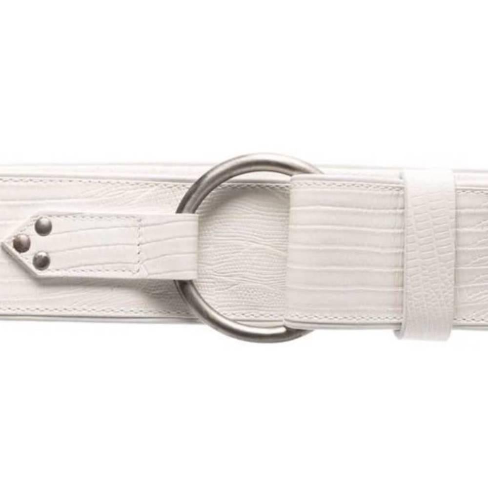 Gray 90s Gianfranco Ferré White printed leather high Belt