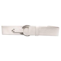 90s Gianfranco Ferré White printed leather high Belt
