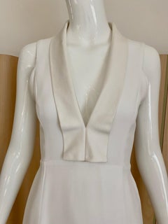 90s Gianfranco Ferre White Silk V Neck Sleeveless Gown