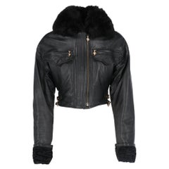 90s Gianni Versace black leather historical jacket