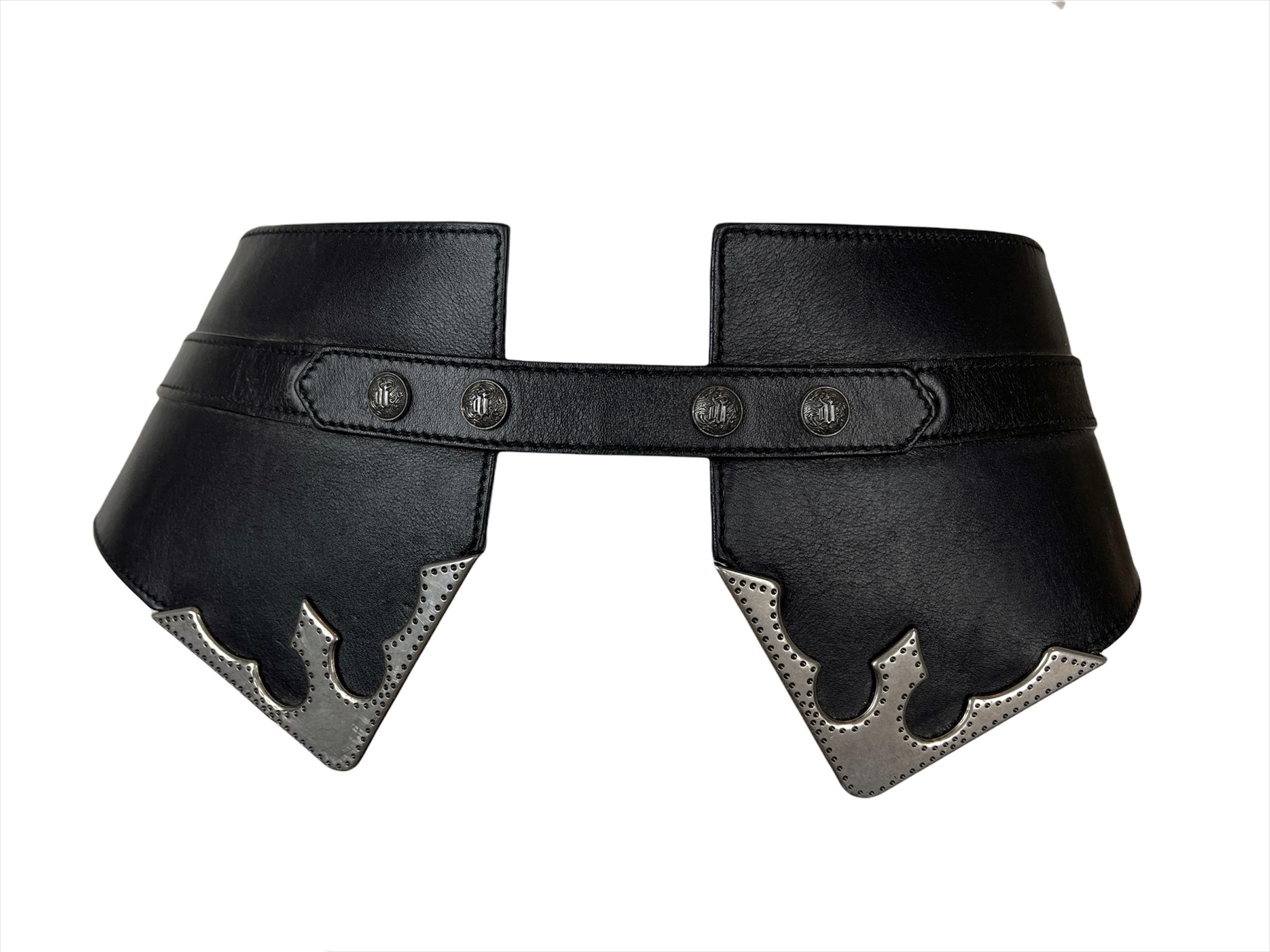Black 90's Vintage Gianni Versace Corset Belt Leather & Metal