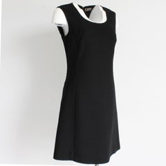 90s Gianni Versace Couture Dress Jumper Black Wool Blend Cinch Waist LBD Vintage