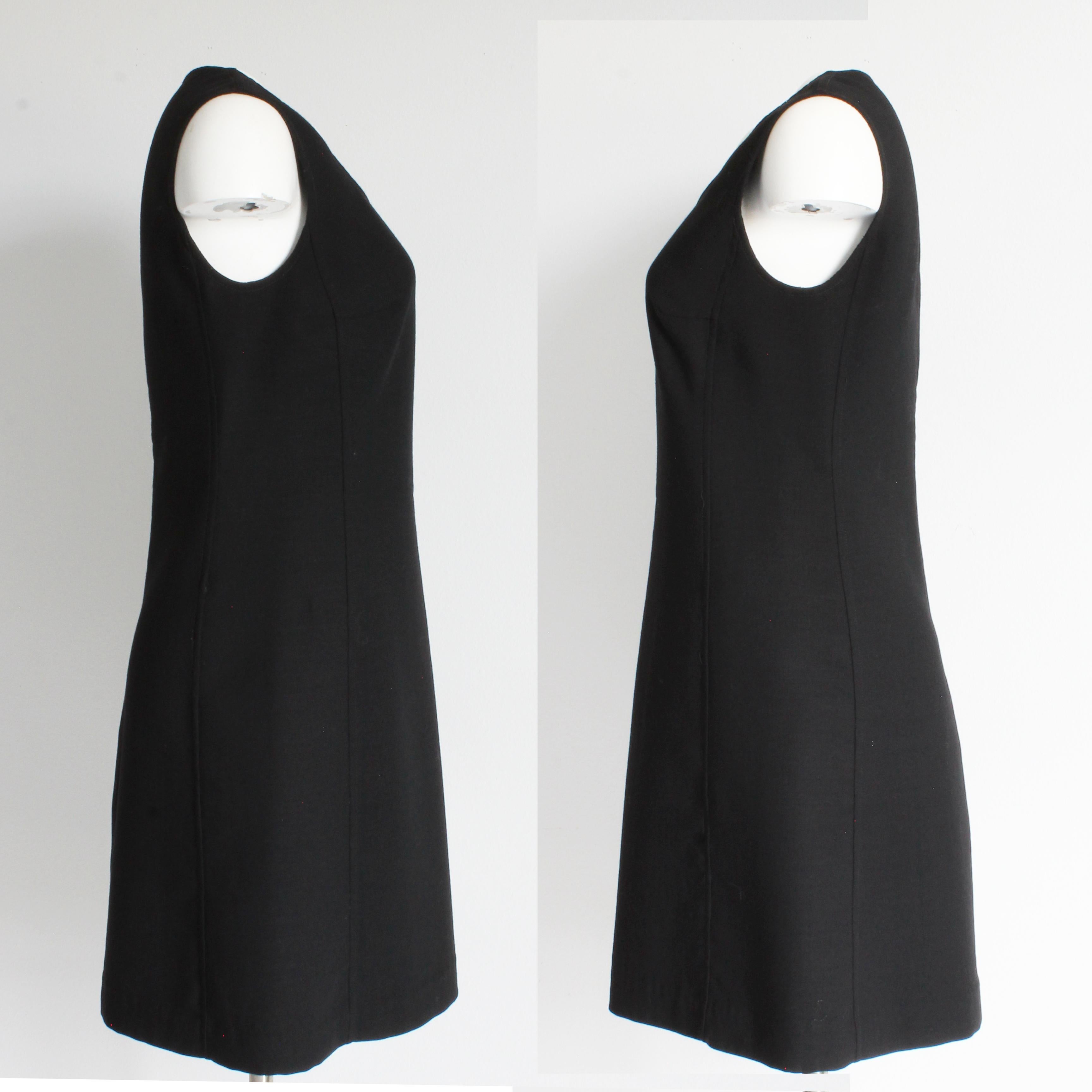 Women's 90s Gianni Versace Couture Dress Jumper Black Wool Blend Cinch Waist LBD Vintage For Sale