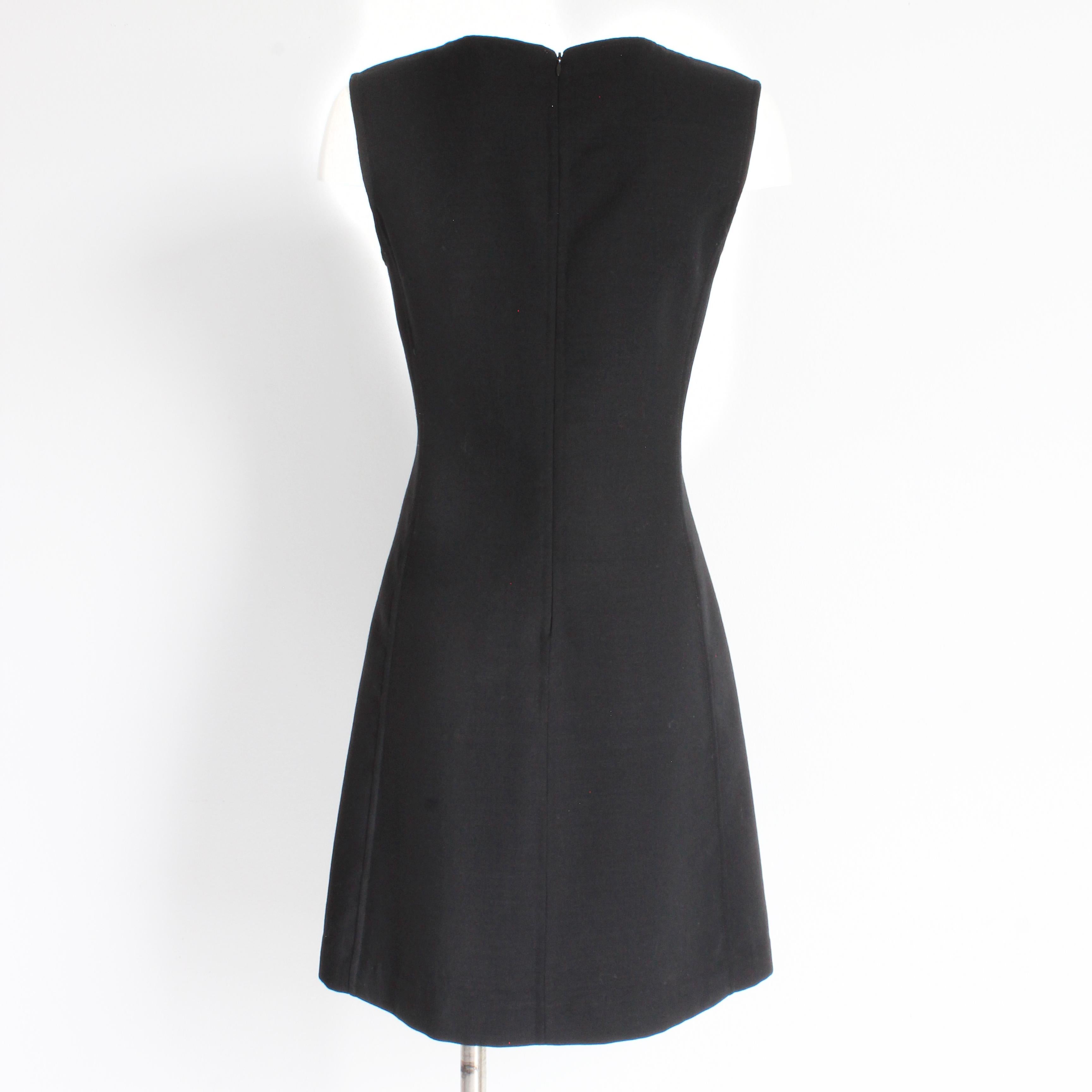 90s Gianni Versace Couture Dress Jumper Black Wool Blend Cinch Waist LBD Vintage For Sale 1