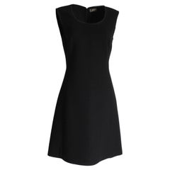90s Gianni Versace Couture Dress Jumper Black Wool Blend Cinch Waist LBD Used