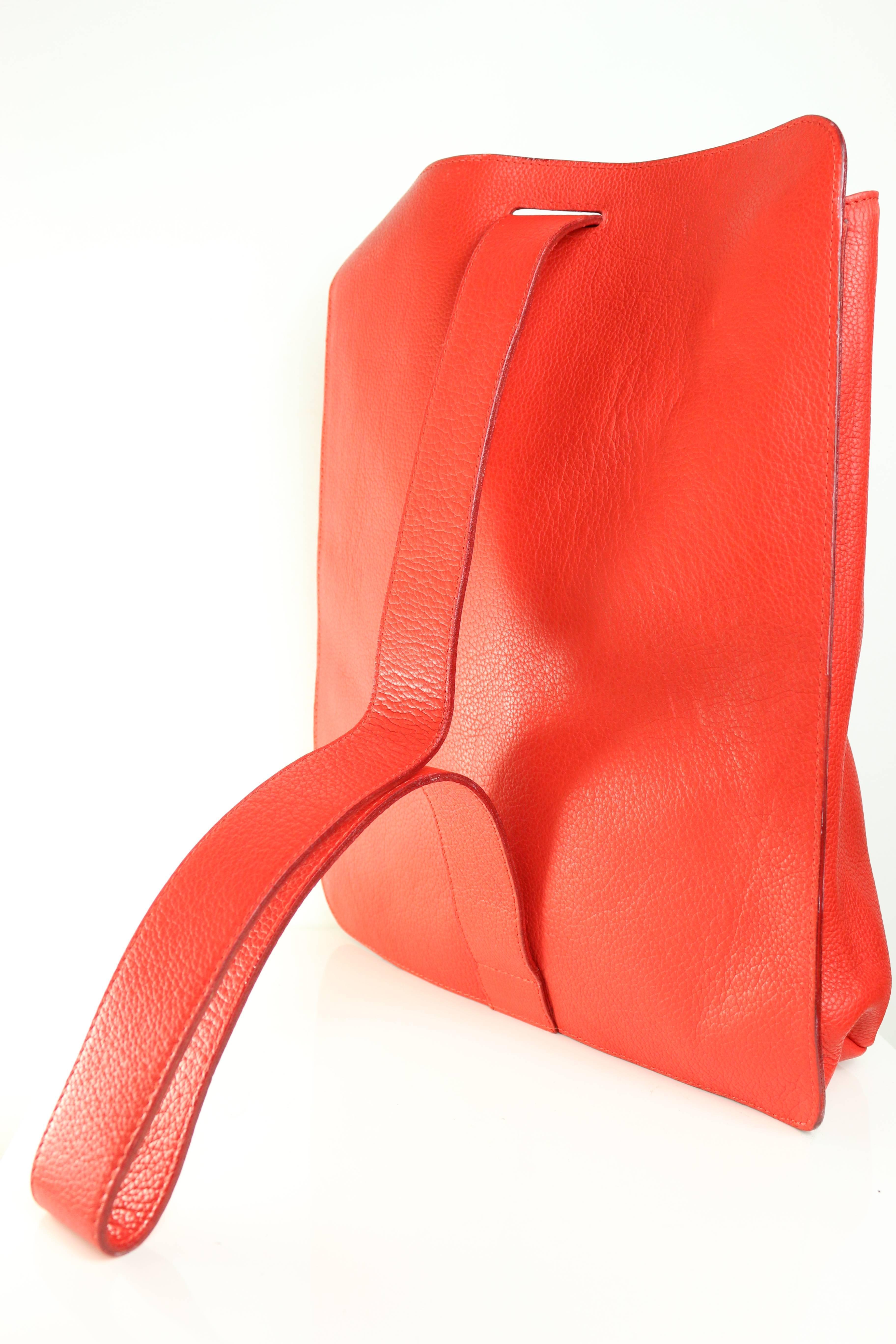 90s Gianni Versace Couture Red Leather Single Sling Strap Bag For Sale 1