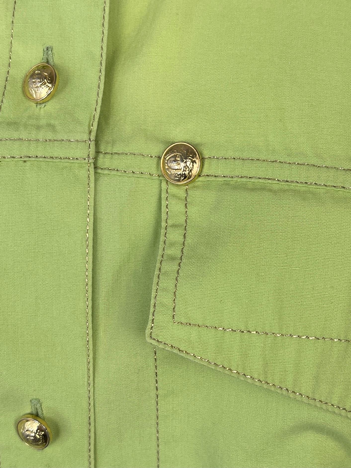 Femenino o masculino Camisa Gianni Versace Icono Vintage Años 90 Cabezas de Medusa Verde en venta