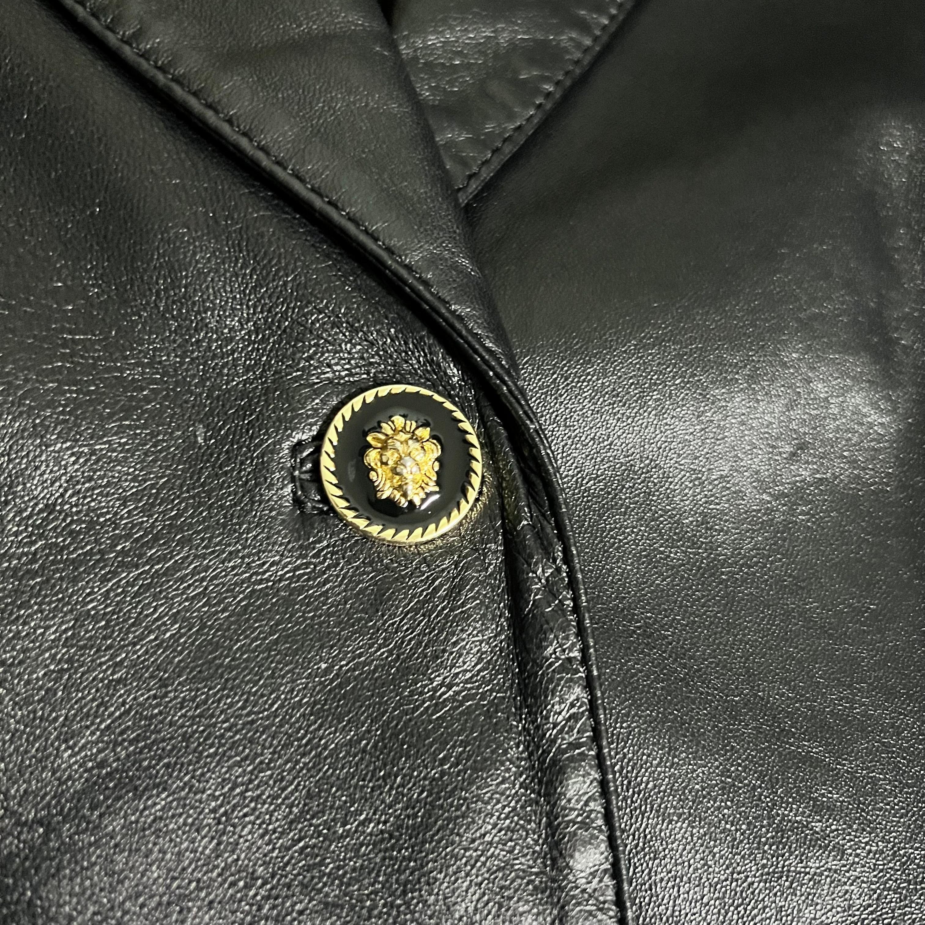 Gianni Versace Versus 90's Vintage Black Leather Safety Pin Jacket 8