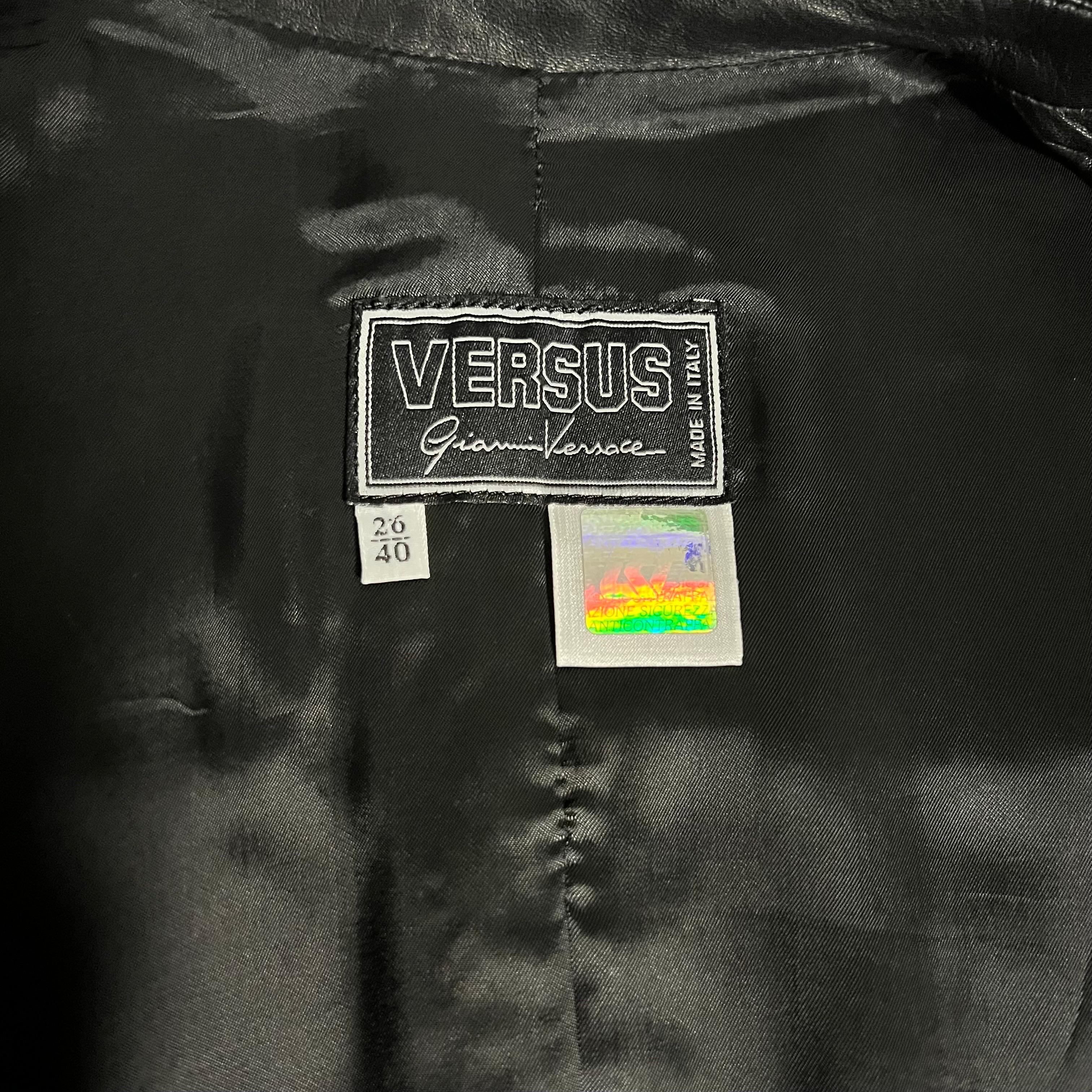 Gianni Versace Versus 90's Vintage Black Leather Safety Pin Jacket 9