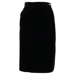 90s Gianni Versace Vintage black velvet midi skirt