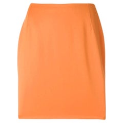 90s Gianni Versace Vintage orange wool fitted miniskirt