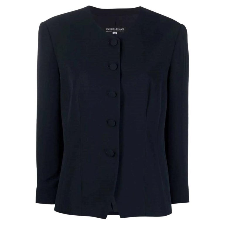 90s Giorgio Armani dark blue silk jacket For Sale at 1stDibs