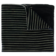 90s Giorgio Armani dark blue velvet scarf with thin green stripes