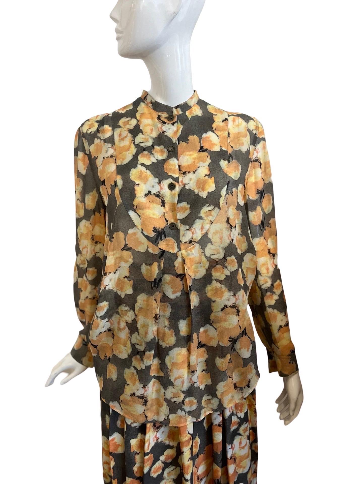 90s Giorgio Armani Floral Skirt Set For Sale 3