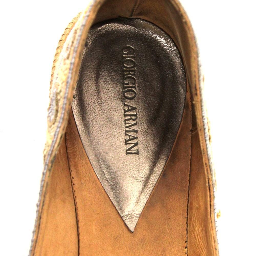90s Giorgio Armani Vintage beige oriental slippers with geometric decorations In Good Condition For Sale In Lugo (RA), IT