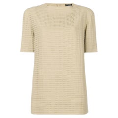 90s Giorgio Armani Vintage blusa de lana beige plisada
