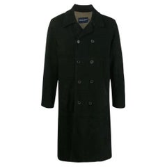 90s Giorgio Armani Vintage black suede double-breasted coat